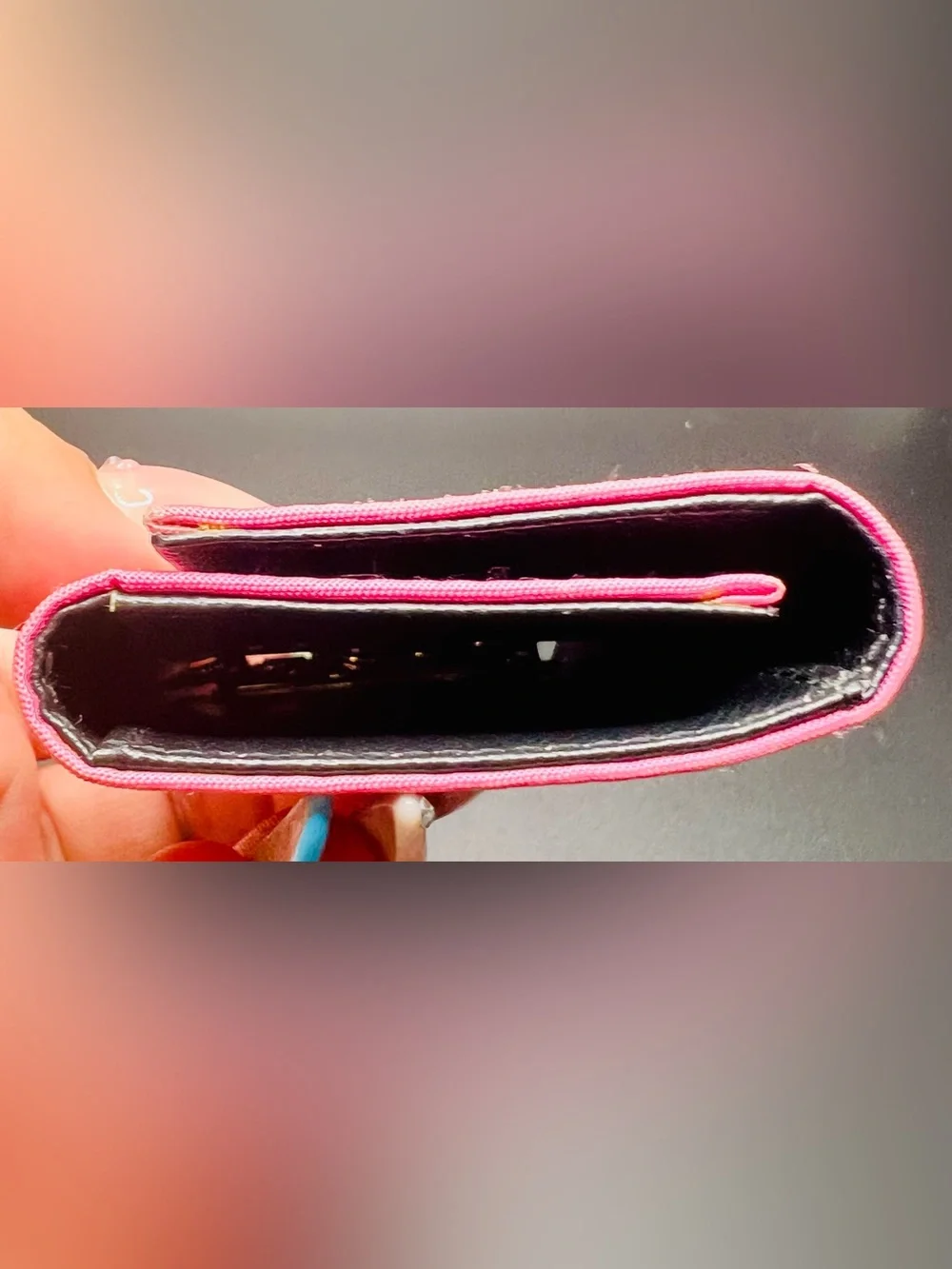 Prada Hot Pink Nylon Triangular Logo Wallet/Key-holder